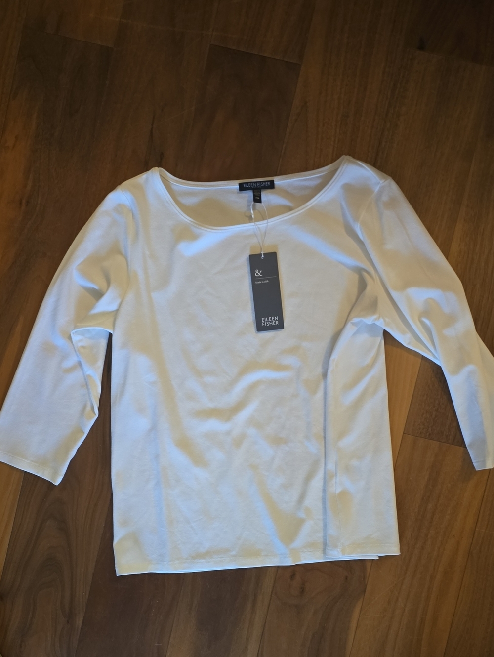 Eileen Fisher Classic Scoop-Neck Long Sleeve Top in White